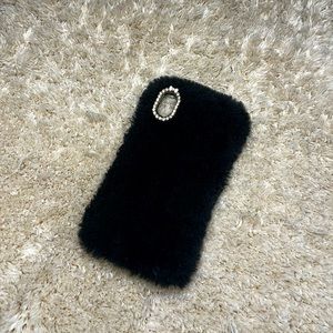 black fluffy phone case for IPHONE XR